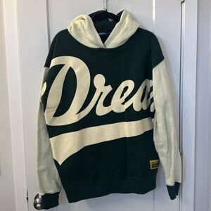 J. Cole Dreamville Classic Varsity Hoodie. Men’s Largee. Dark green / cream